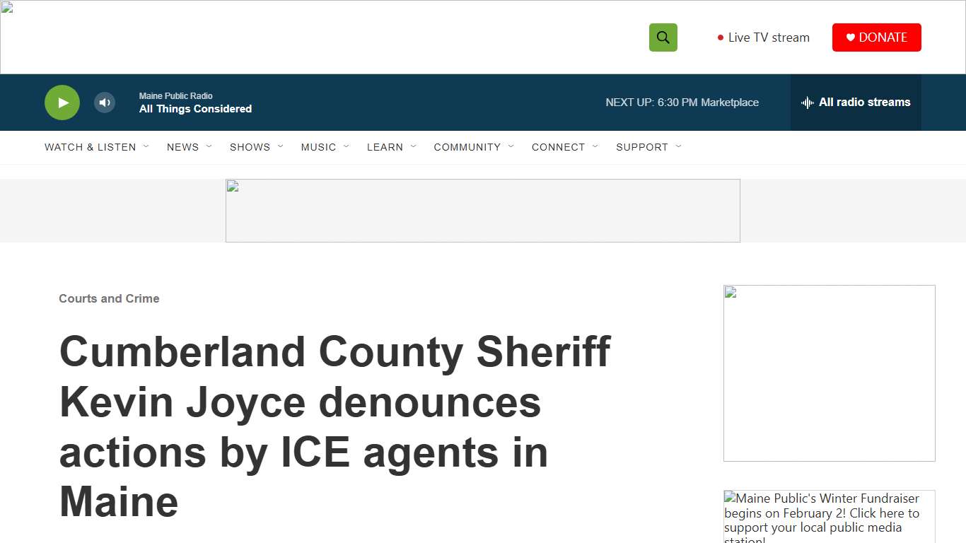 Cumberland County Sheriff Kevin Joyce denounces actions by ICE agents in Maine Maine Public