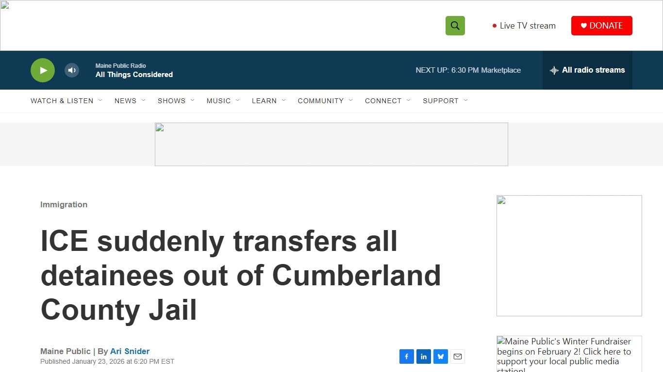 ICE suddenly transfers all detainees out of Cumberland County Jail Maine Public