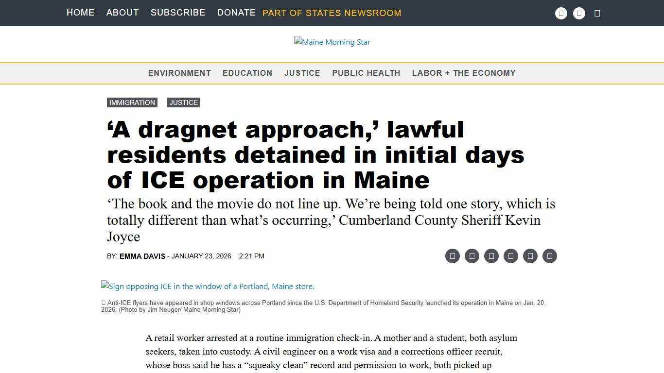 ‘A dragnet approach,’ lawful residents detained in initial days of ICE operation in Maine • Maine Morning Star